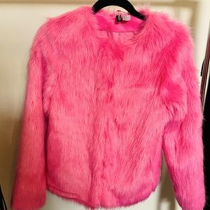 H&M faux fur lined pink jacket